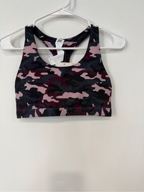 Fabletics Pink Camouflage Kessler medium impact Sports Bra